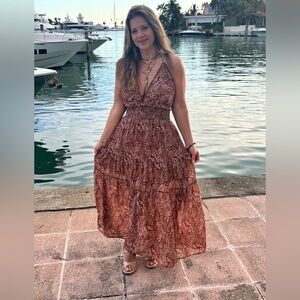 Baevely Elegant Brown Maxi Dress